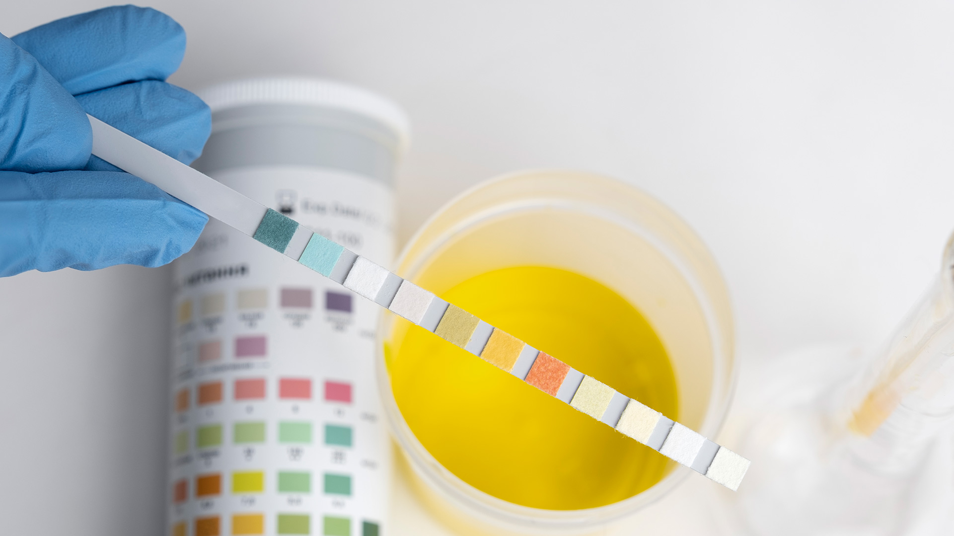 Drug test strip showing various test results for detecting nicotine and other substances.