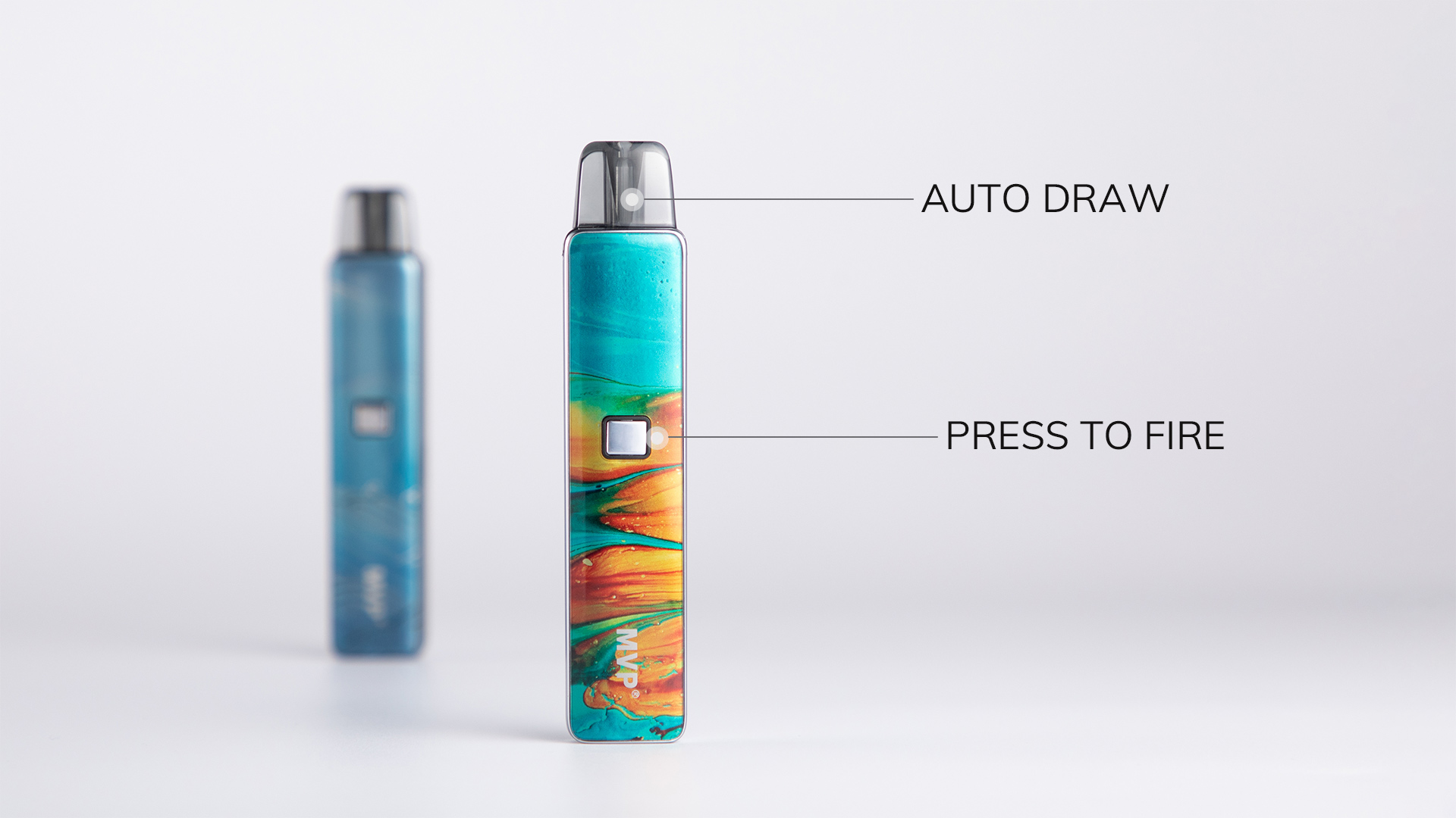 The MVP Pod vape pen allows you to vape with the fire button or just by inhaling.
